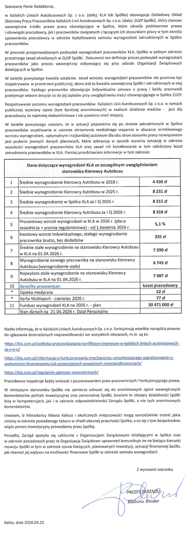 Zarząd KLA: do oceny mieszkańcom